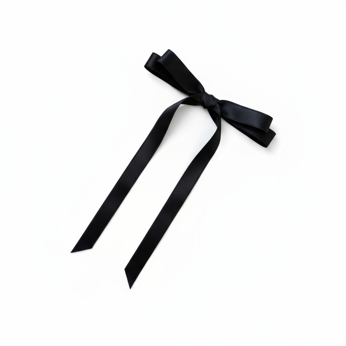 2pcs per Set Long Ribbon Bow Hair Clip with Sleek Streamer Tails and Elegant Minimalist Design