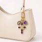 3pc Cross Keychain Bag Charm with Rhinestone Heart Pendant and Medallion Accent