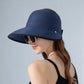 Roll Up Wide Brim Visor Sun Hat with Ponytail Hole and UV Protection Lightweight Packable Foldable Summer Cap