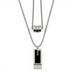 Women's Layered Geometric Pendant Necklace with Rectangular and Cylinder Charms