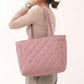 Quilted Tote Bag with Zipper Pockets and Water Resistant Fabric