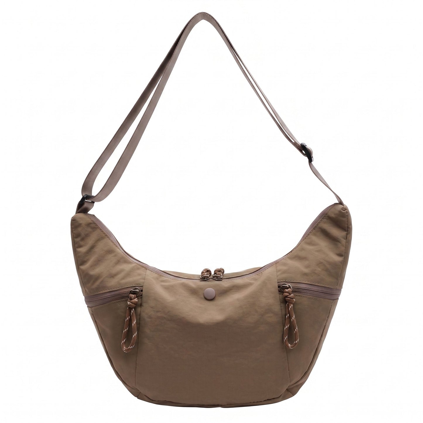 Lightweight Multi Pocket Crescent Crossbody Bag with Adjustable Strap