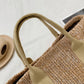 Woven Straw Tote Bag with Wide Shoulder Straps Lightweight Crochet Knit Small Tote Bag