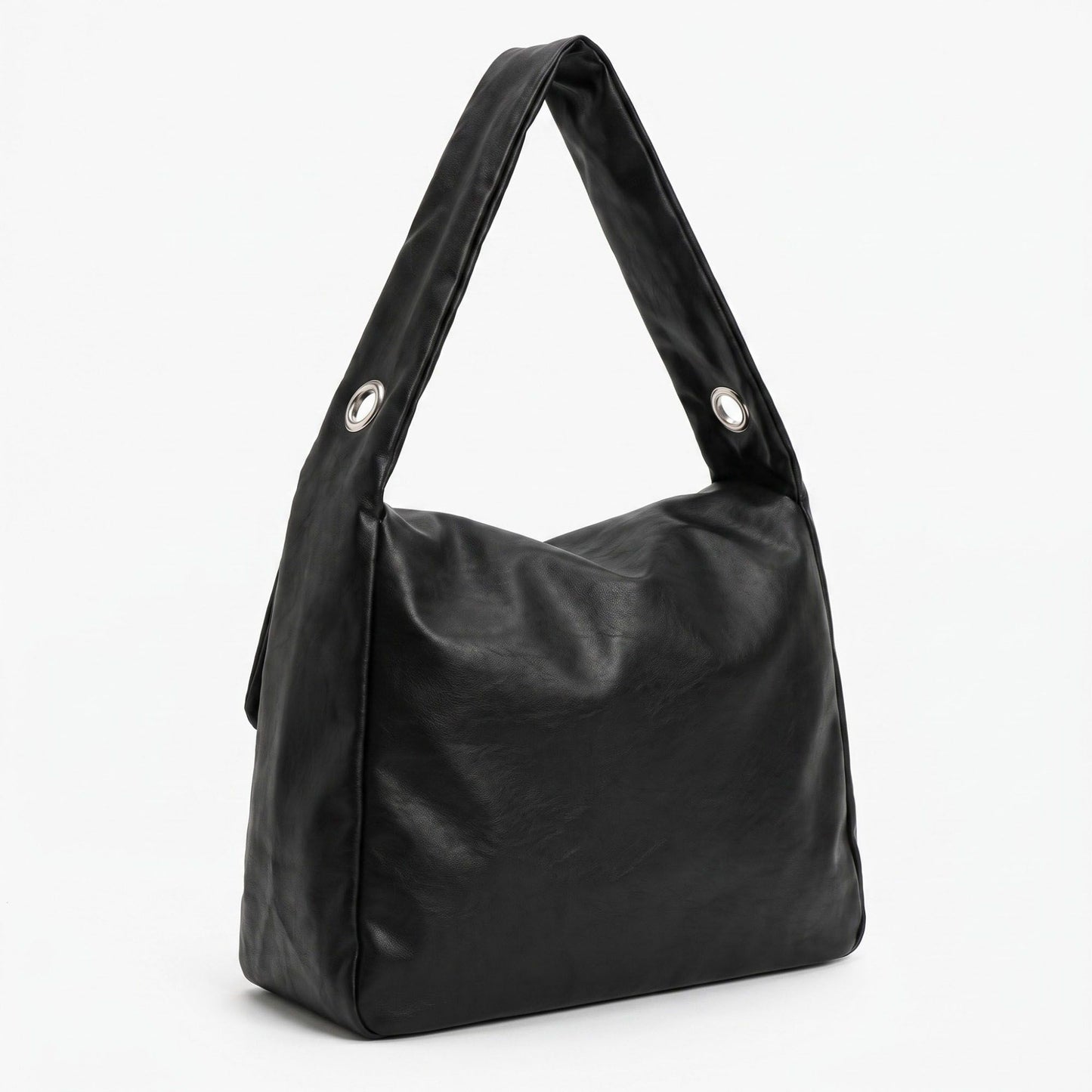 Flap Hobo Bag with Grommet Strap and Wide Shoulder Handle 11.8x9.5x4in