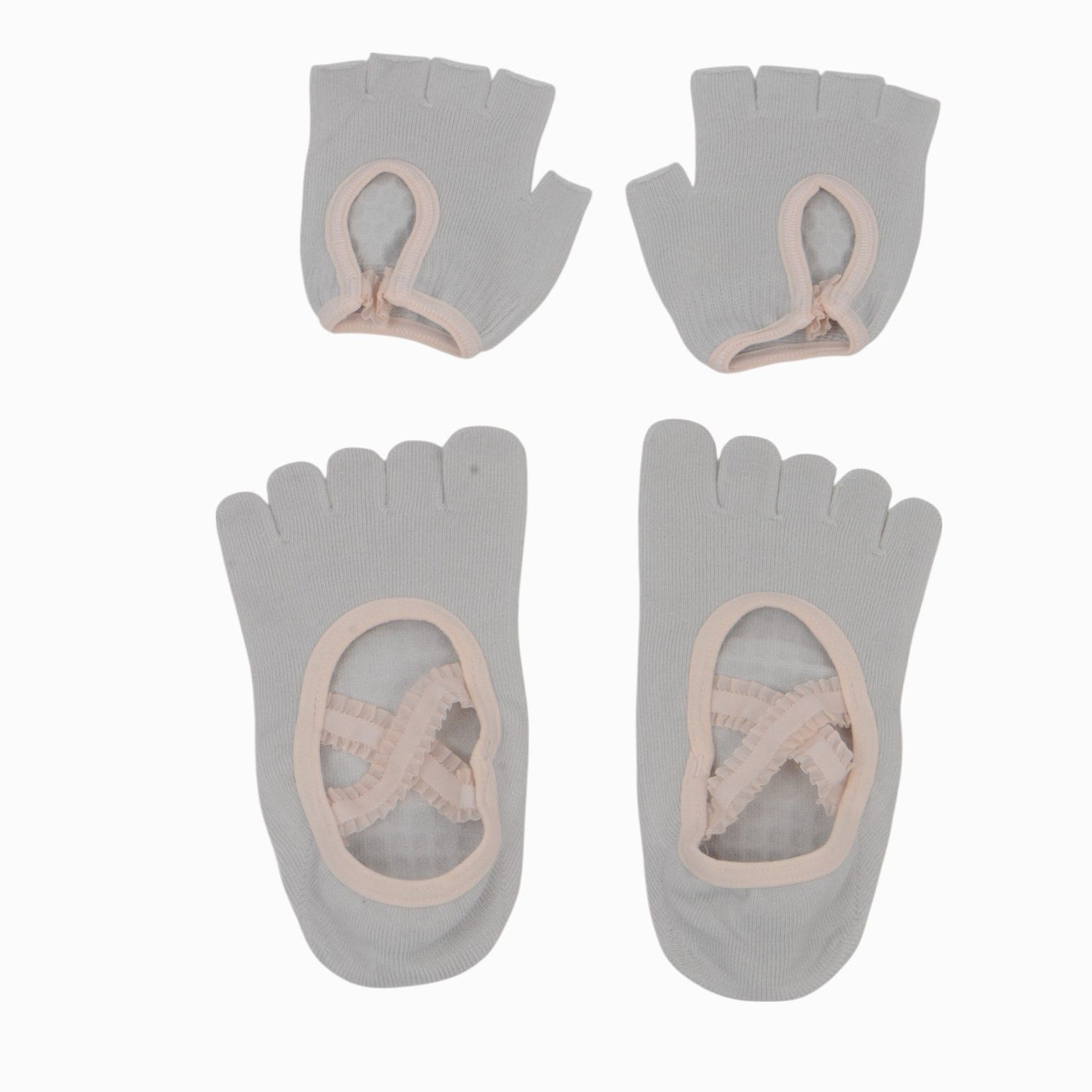 Yoga Socks and Gloves Set with Anti-Slip Grip for Pilates and Barre Workouts
