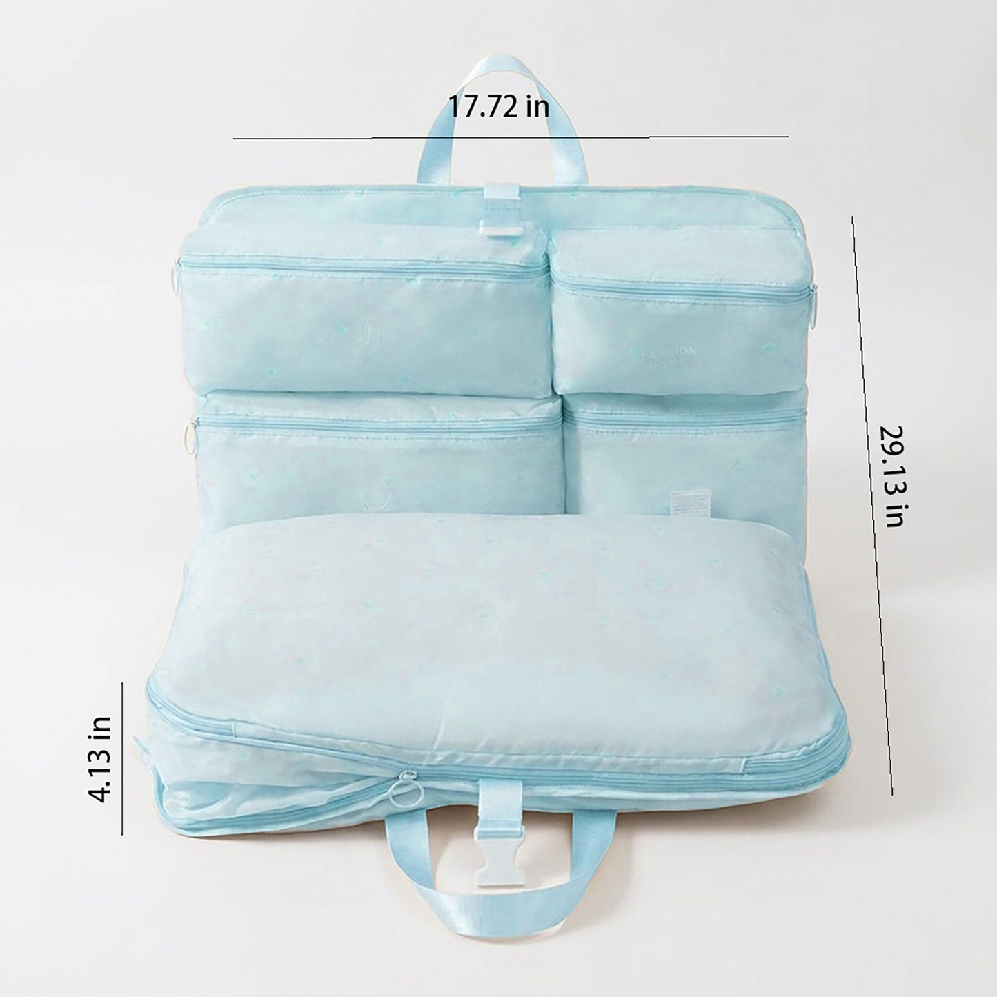 Travel Underwear Organizer Bag with Foldable Compartments and Zipper Pockets