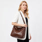 Faux Leather Hobo Shoulder Bag with Adjustable Strap and Zip Closure