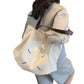 Canvas Tote Bag with Contrast Handles and Decorative Stitch Detail