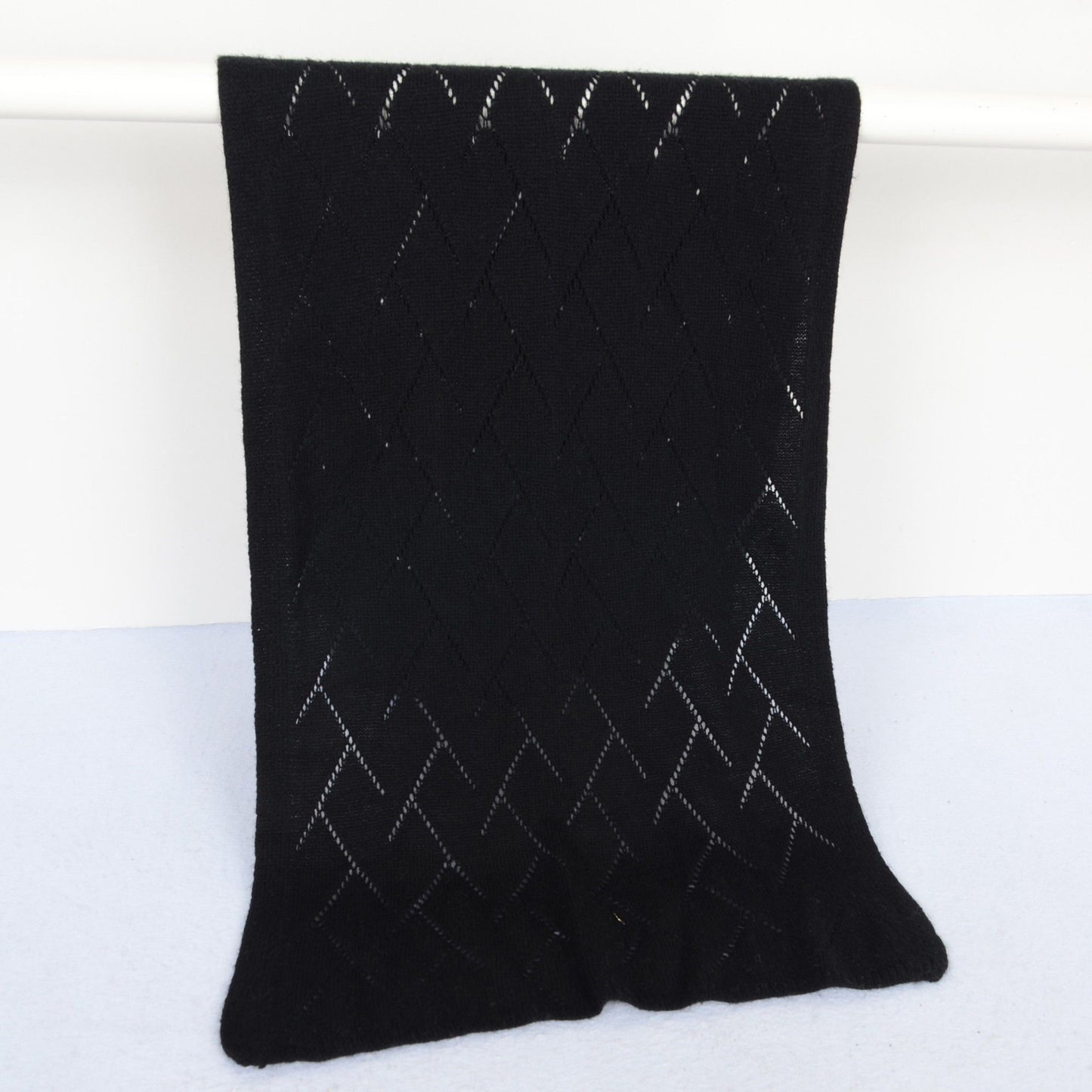 Soft Knit Scarf with Delicate Cutout Detailing 67x17.7 inches