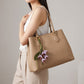Floral Bag Charm with Tassel Strap and Gold Tone Ring