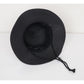 Wide Brim Straw Sun Hat with Chin Strap and Black Cord Detail for Outdoor Protection and Stylish Shade