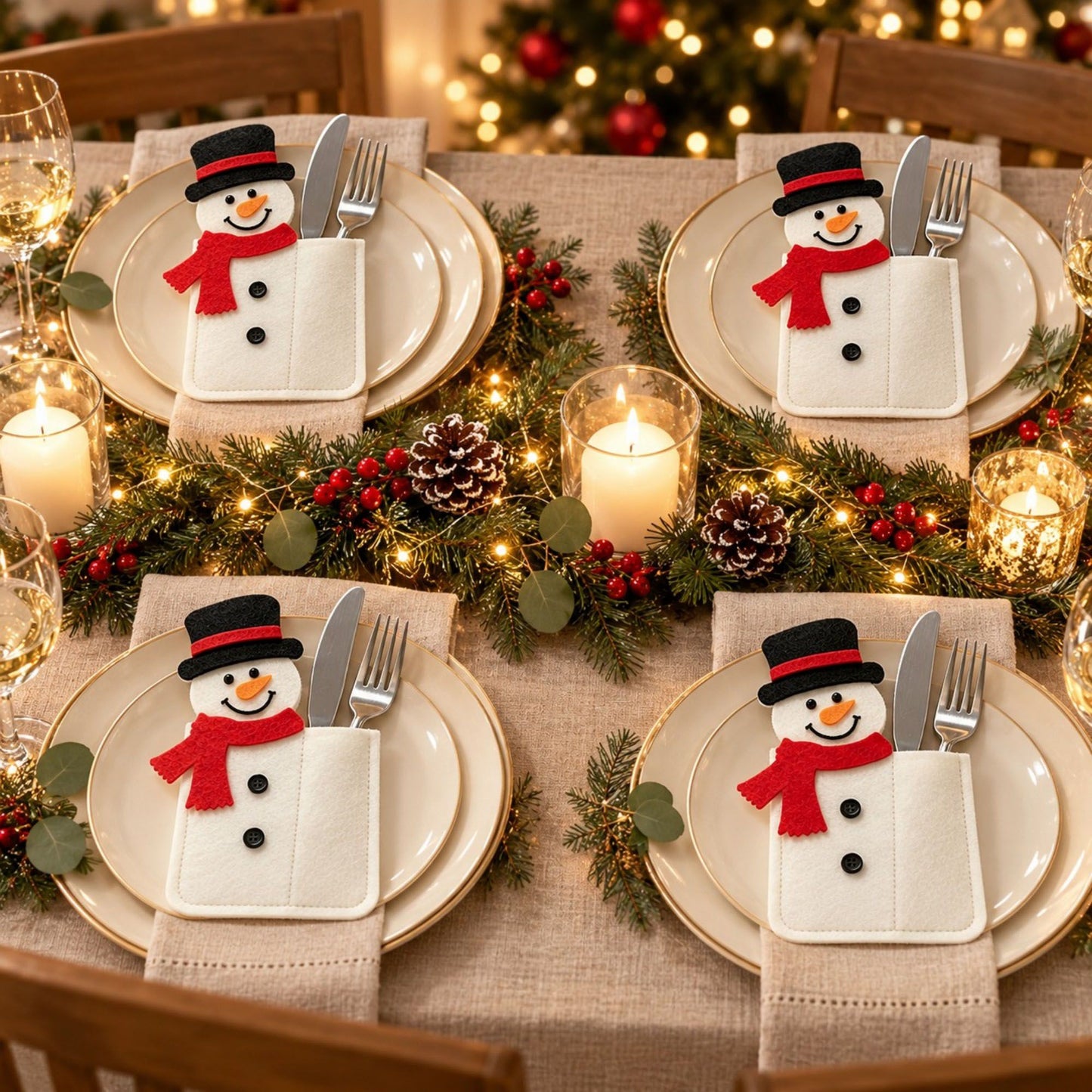4pk Santa Christmas Silverware Holders