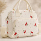 Printed Corduroy Lunch Bag with Adjustable Shoulder Strap