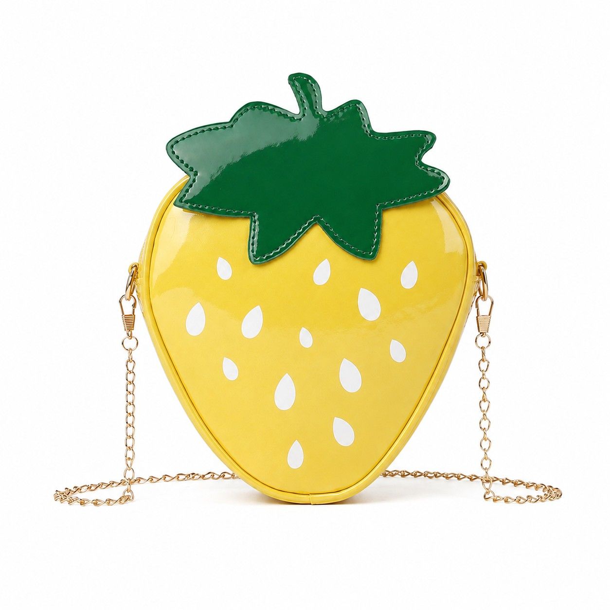Strawberry Shaped Crossbody Bag with Chain Strap and Zip Closure
