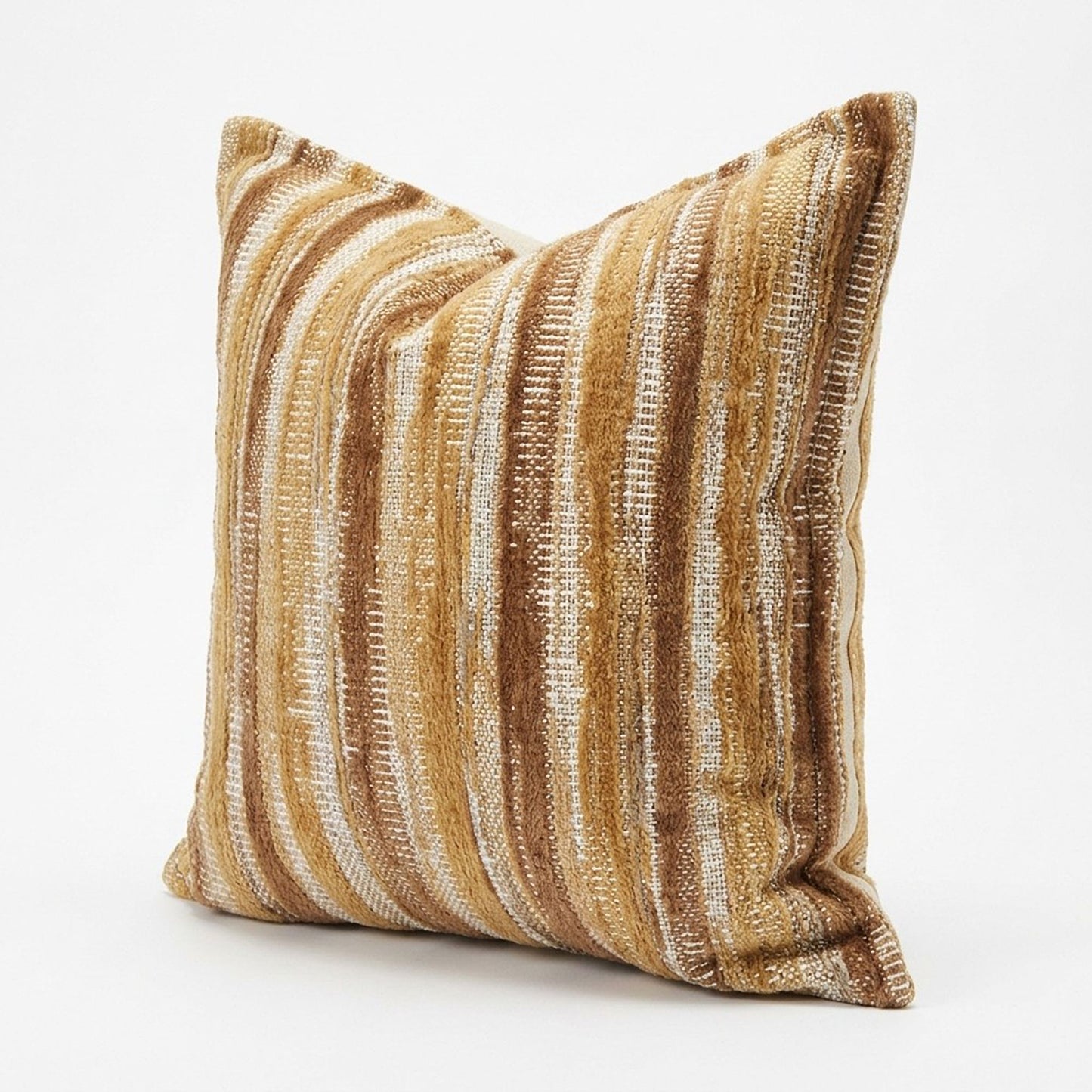 Textured Woven Striped Square Decorative Throw Pillow Cover