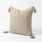 Textured Striped Square Decorative Throw Pillow Cover with Corner Tassels
