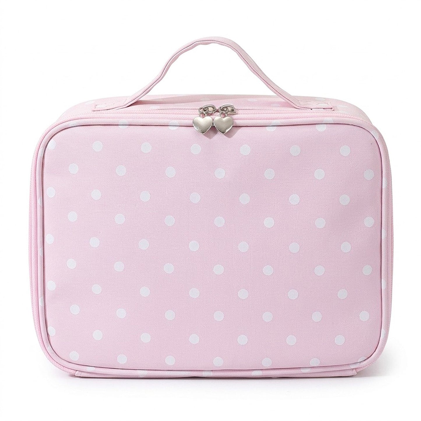 Polka Dot Travel Makeup Case with Dividers and Mirror