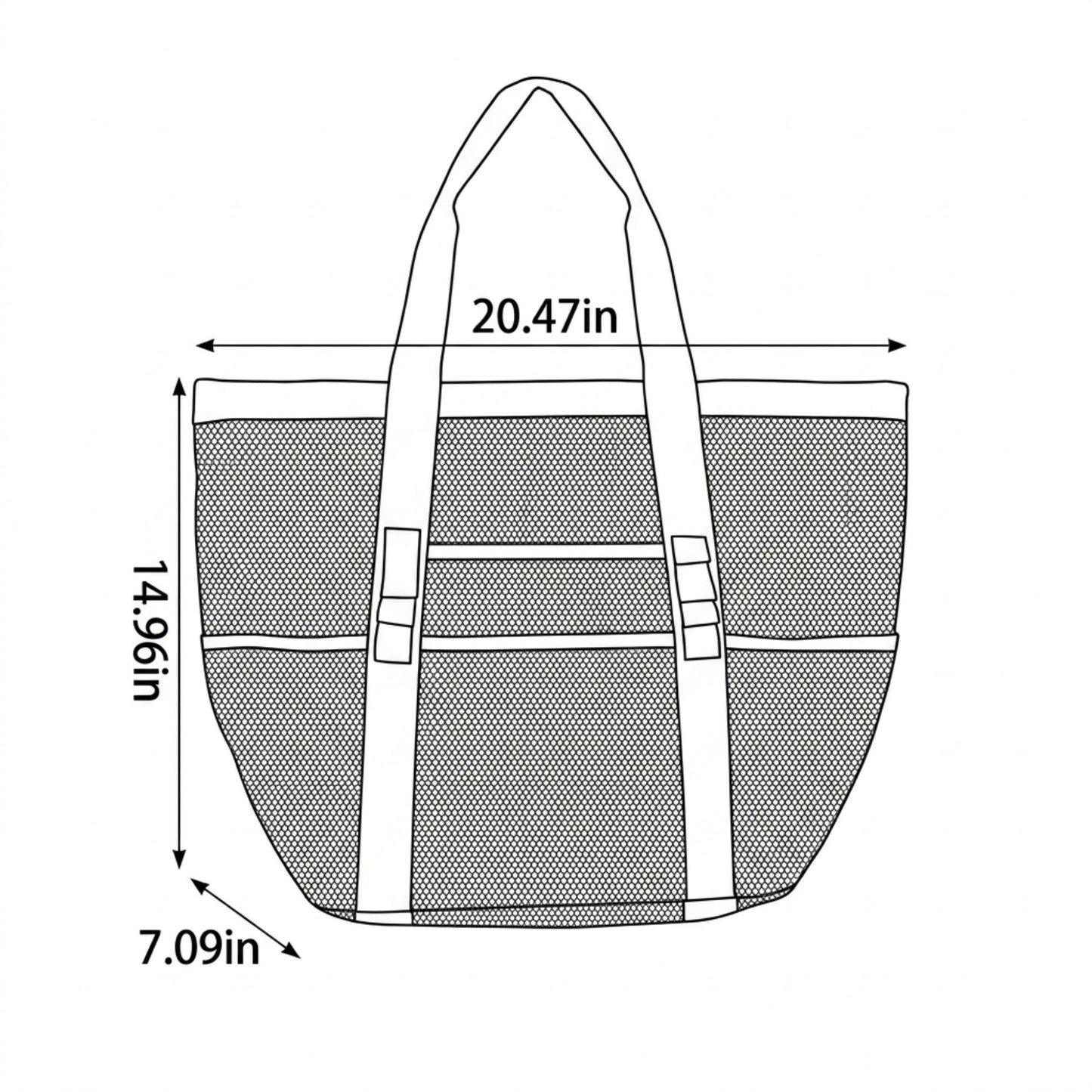 Mesh Beach Tote Bag with Beach Themed Print and Shoulder Handles