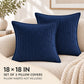 2 Pack Soft Ribbed Corduroy Throw Pillow Covers 18 x 18 Inch Solid Color