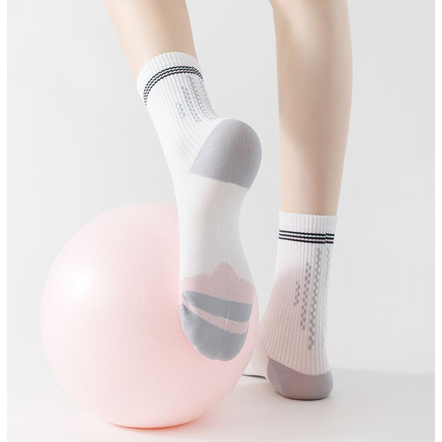 5 Pairs Mid-Crew Sport Socks Cushioned Arch Support Breathable Athletic Fit with Elastic Cuff