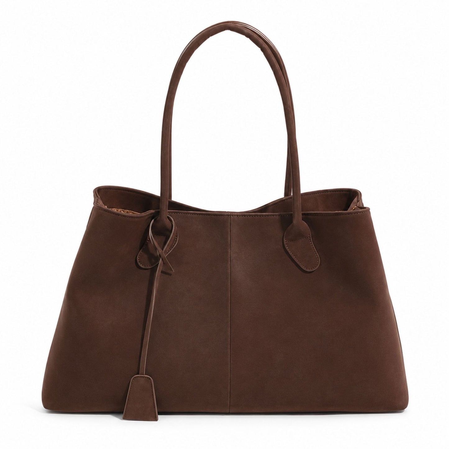 Faux Suede Shoulder Tote Bag Large Capacity Handbag with Magnetic Closure
