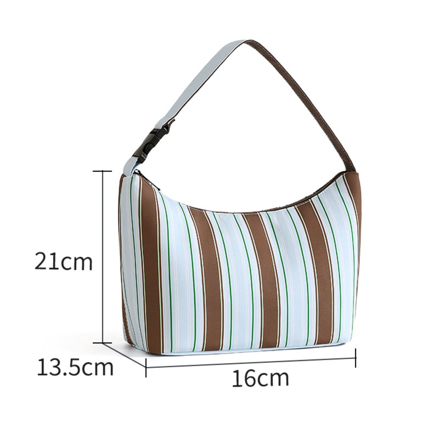 Striped Insulated Lunch Bag Large Capacity Lunch Tote with Shoulder Strap for Work School