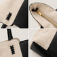 Faux Suede Tote Bag with Double Shoulder Handles Zip Closure and Interior Pockets