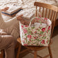 Quilted Floral Storage Basket with Handles and Front Pocket