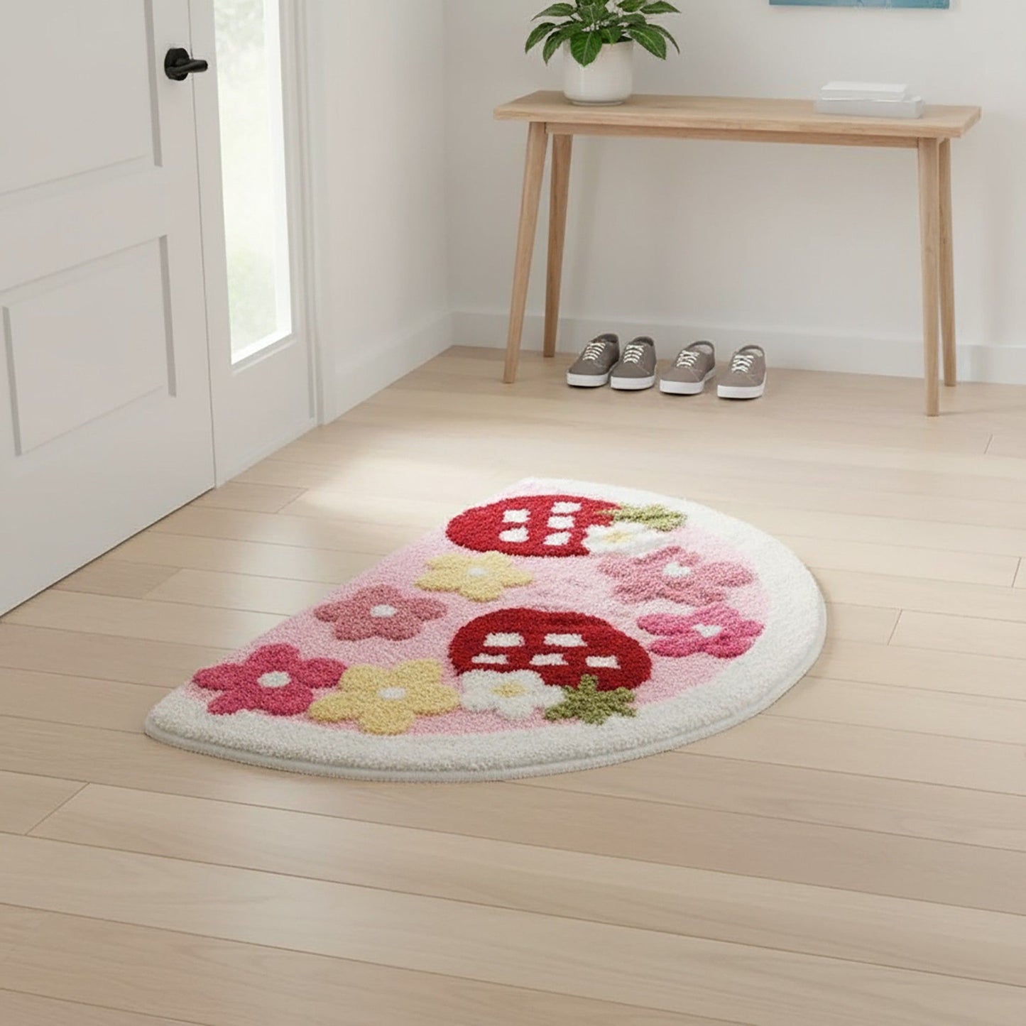 Tufted Floor Mat with Seashell and Starfish Design Non Slip Backing Soft Plush Decorative Entryway Rug