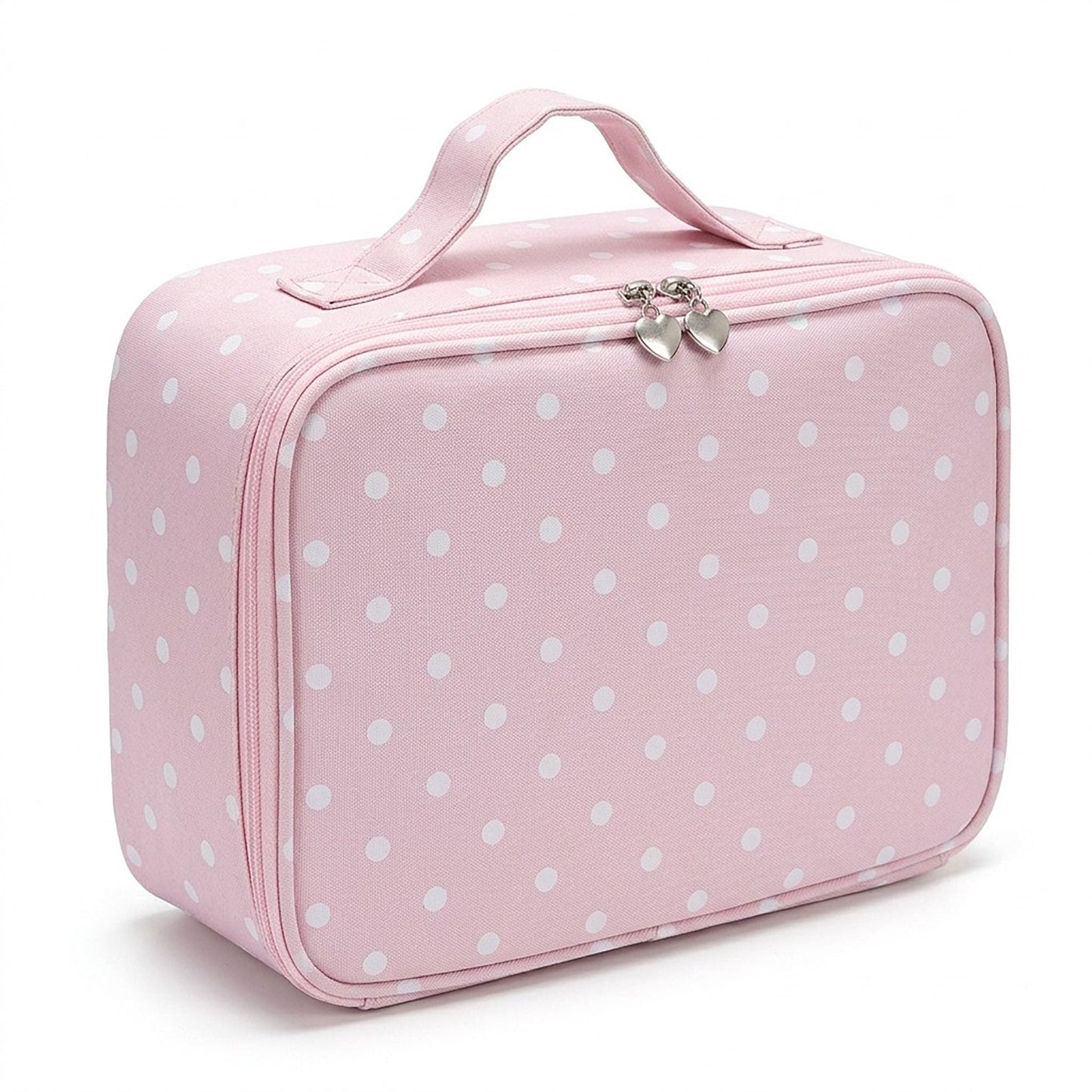 Polka Dot Travel Makeup Case with Dividers and Mirror