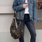 Leopard Print Shoulder Bag with Knotted Strap and Zipper Closure