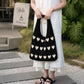 Knitted Heart Tote Bag Large Capacity Casual Shoulder Bag Lightweight Daily Bag