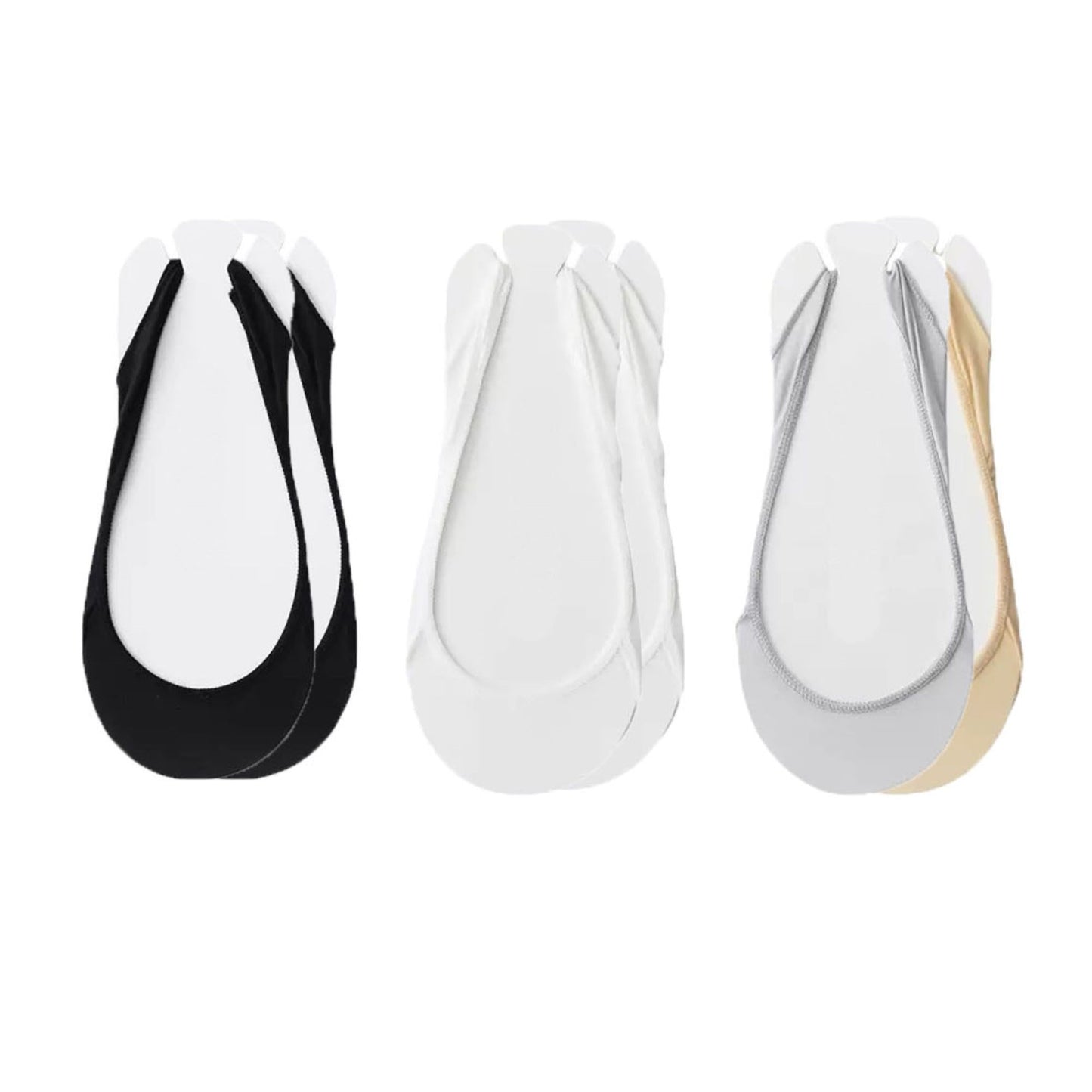 Low Cut No Show Liner Socks with Non-Slip 3D Silicone Heel Grip Pack of 6 Pairs