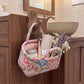 Floral Print Quilted Organizer Tote Bag with Multiple Pockets and Carry Handles