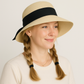 Women's Woven Floppy Sun Hat with Wide Ribbon Knot Detail and Curved Brim