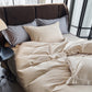 4-Piece Cotton Washed Bedding Set with Duvet Cover Flat Sheet and Pillowcases Soft Smooth Finish