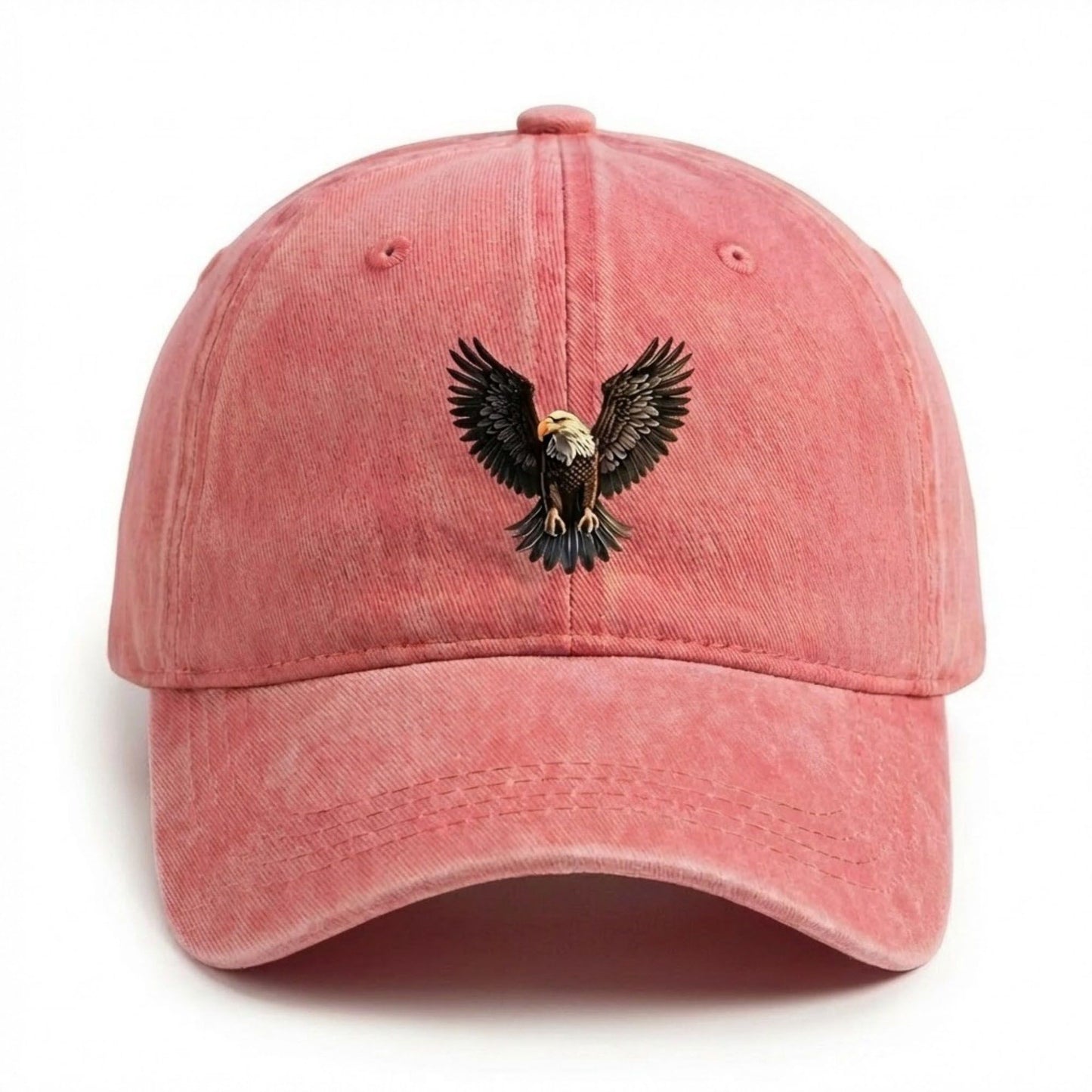 Cotton Baseball Cap with Eagle Embroidery Adjustable Strap Casual Everyday Hat