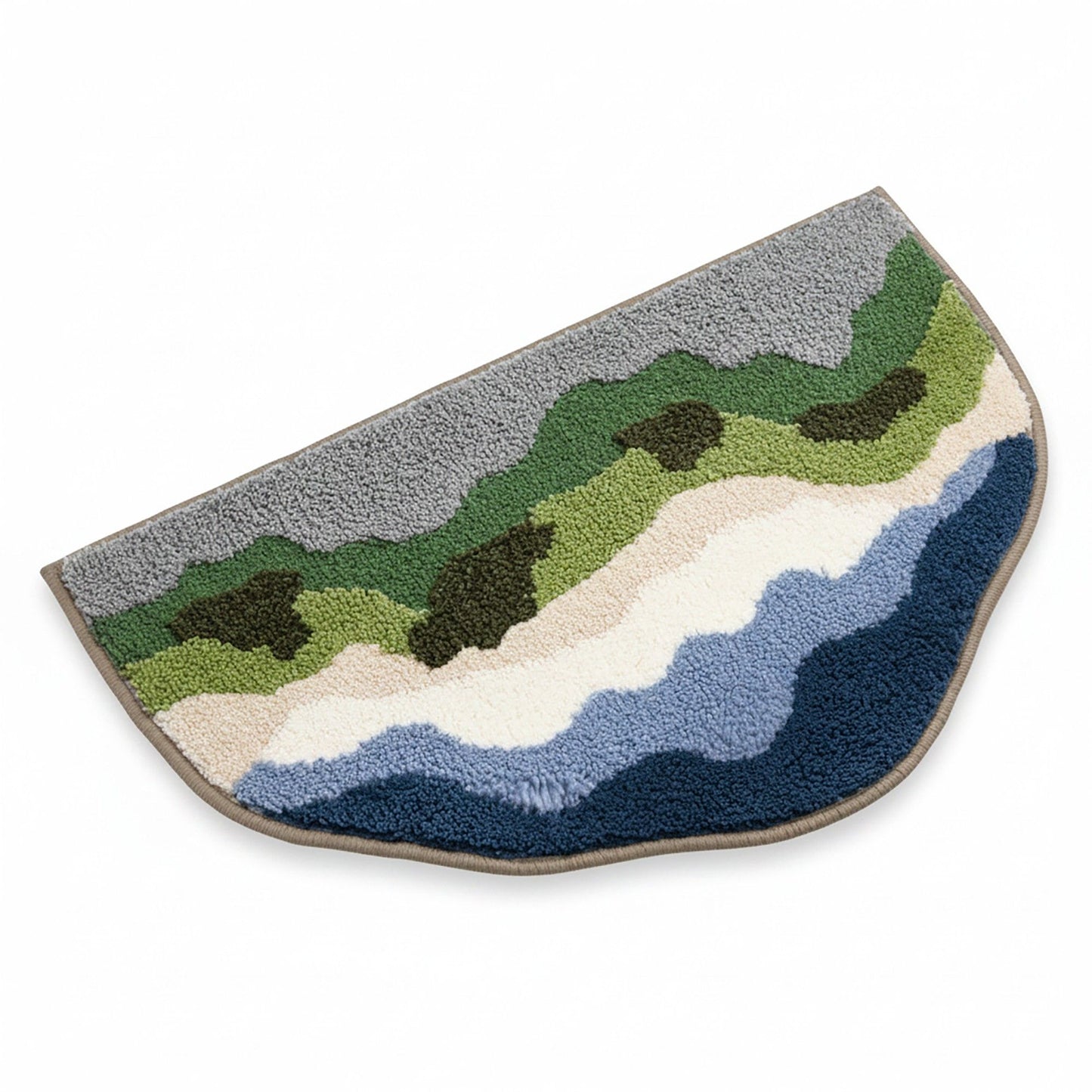 Tufted Floor Mat with Abstract Nature Pattern Non Slip Backing Soft Plush Decorative Indoor Entryway Bathroom Rug