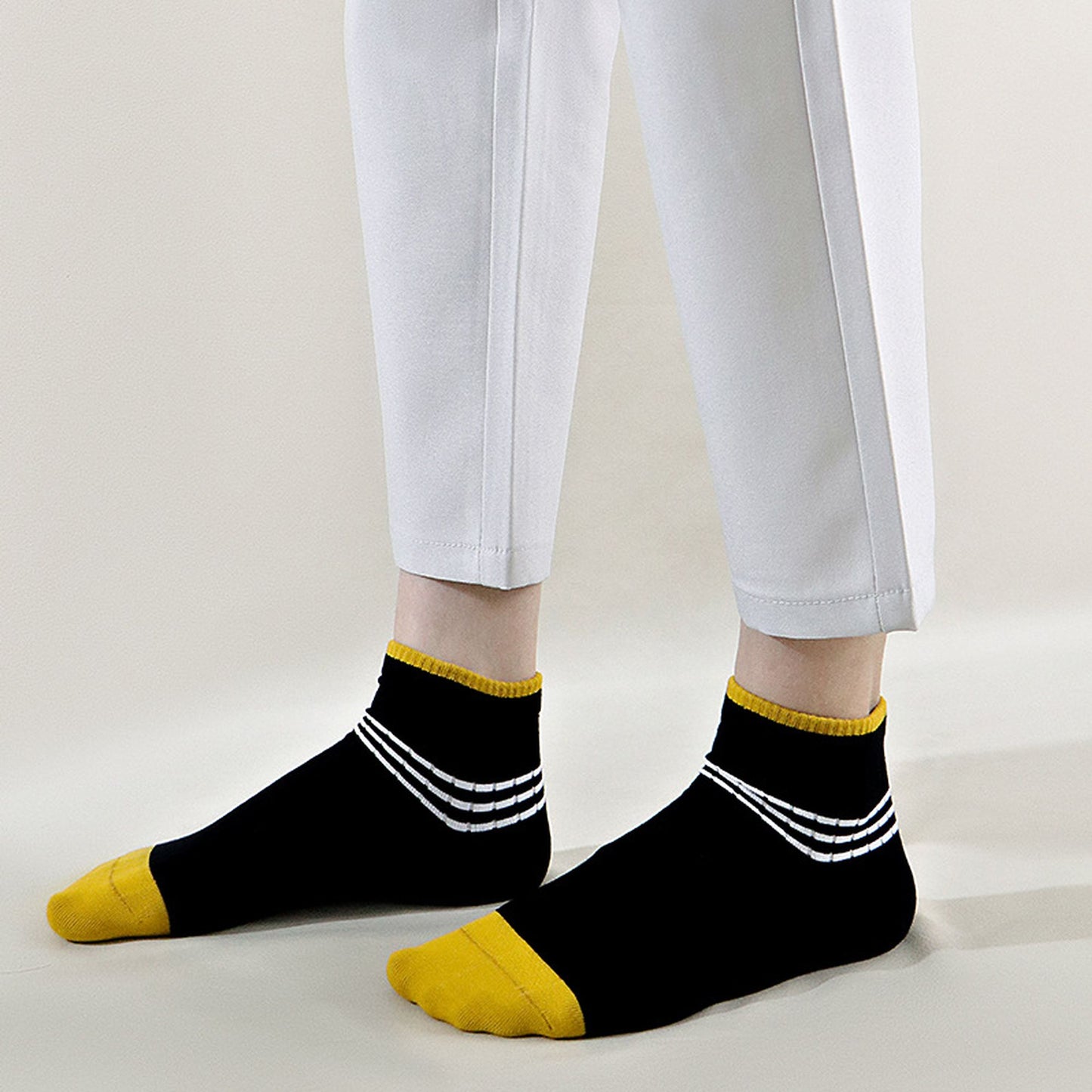 Men's 6pk Striped Casual Breathable Cotton Ankle Socks
