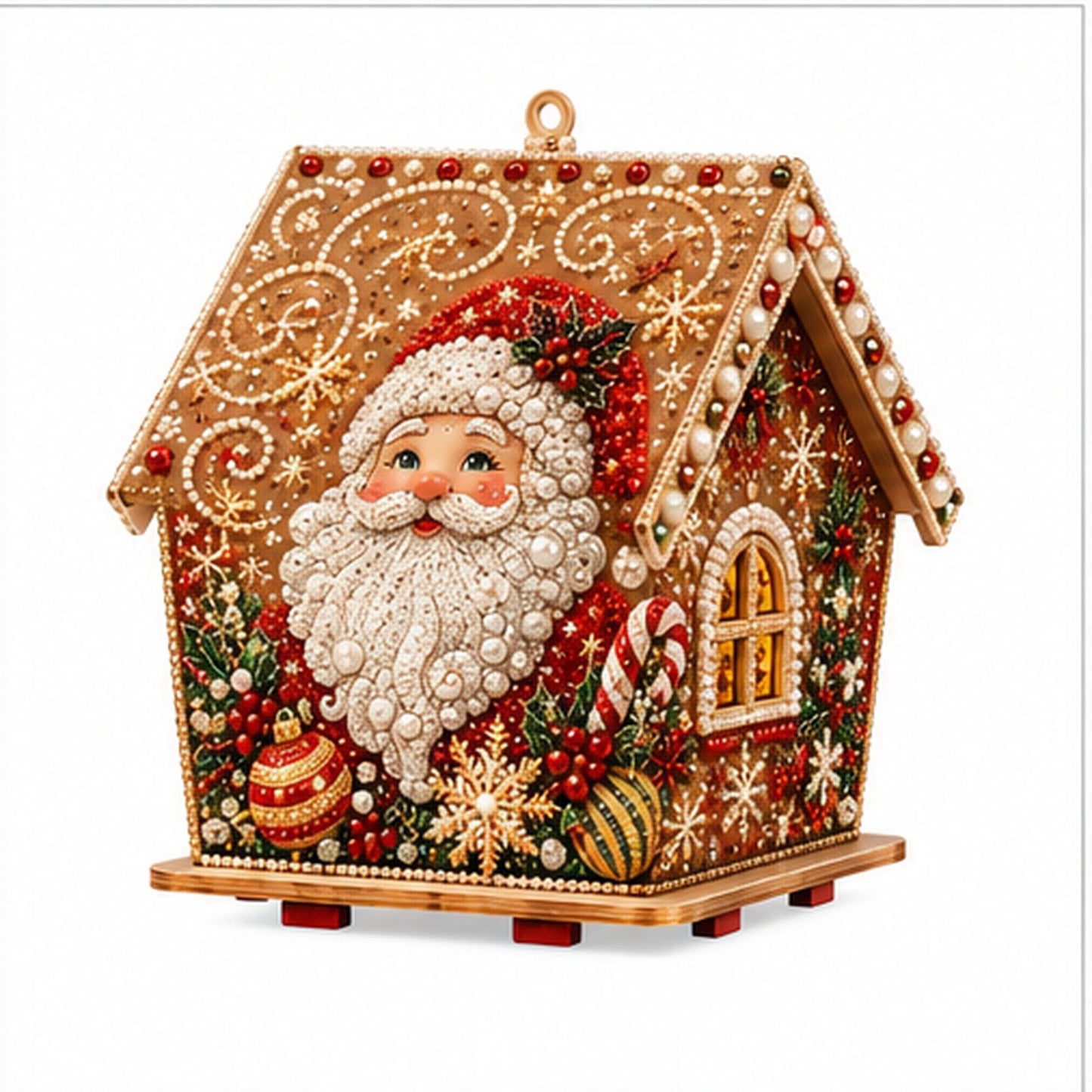 DIY Pearl Art Christmas Birdhouse Craft Kit with 3D Holiday Design
