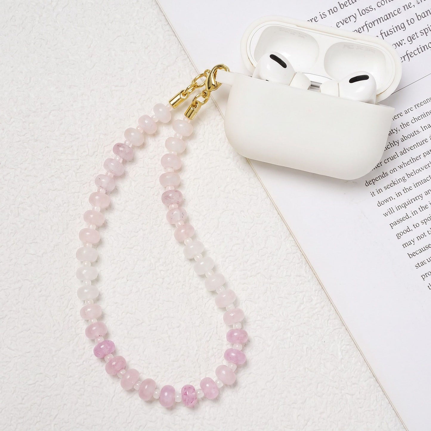 Beaded Phone Wrist Strap with Detachable Clasps