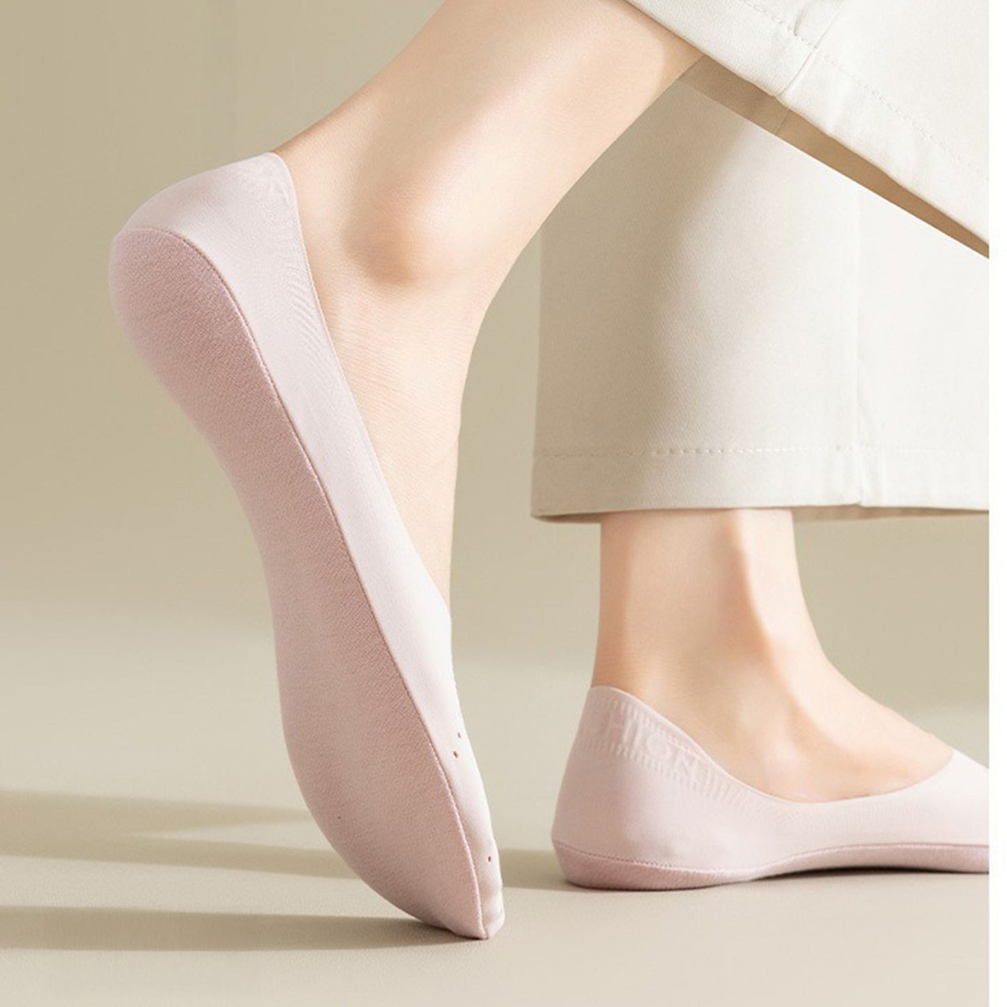 5 Pairs Women Low Cut No Show Socks Breathable Stretch Knit Liner Design Anti-Slip Heel Grip for Flats and Loafers