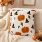 Halloween Pumpkin Embroidered Decorative Throw Pillow Cover 17.7x17.7in
