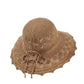 Crochet Wide Brim Sun Hat with Scalloped Edge Floral Accent and Chin Strap