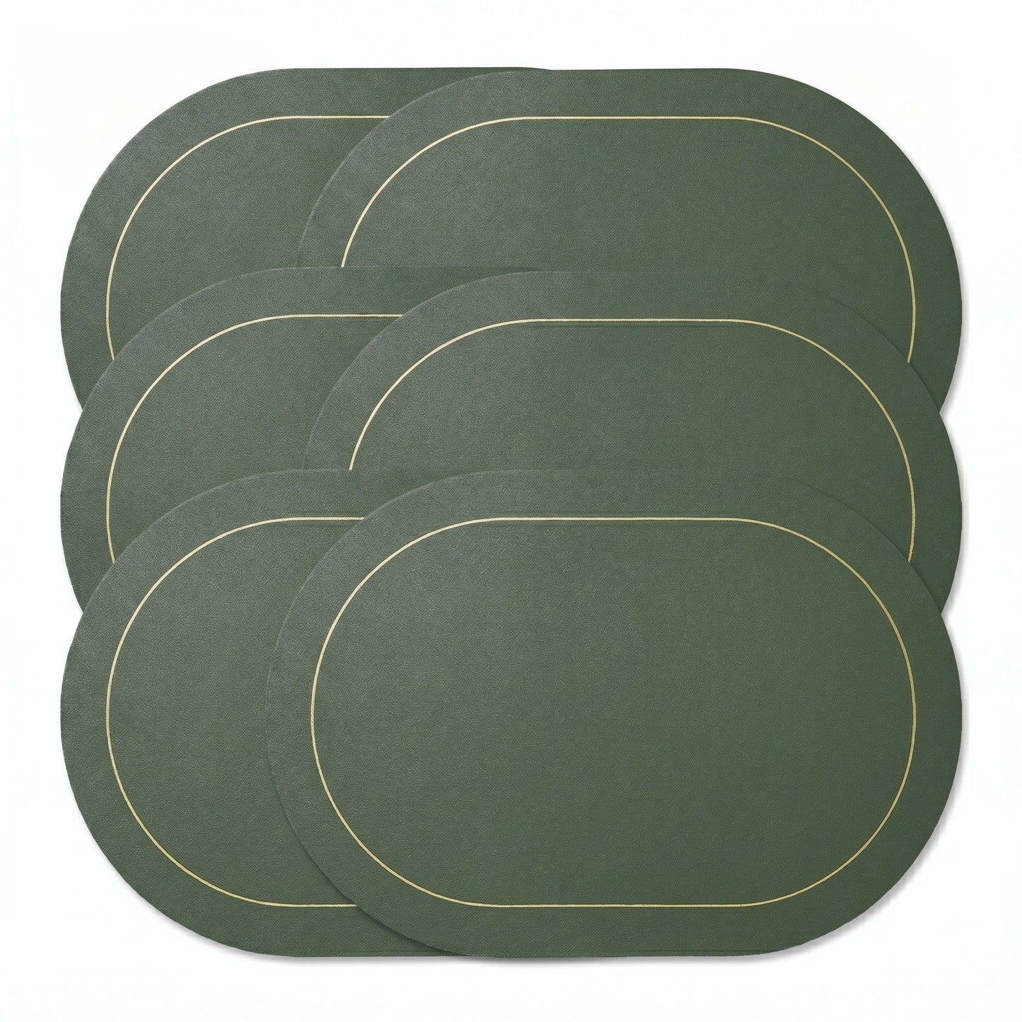6 Piece Oval Faux Leather Placemat Set Waterproof Heat Resistant Table Mats