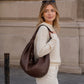 Oversized Slouchy Hobo Shoulder Bag with Adjustable Wide Strap and Zippered Pocket