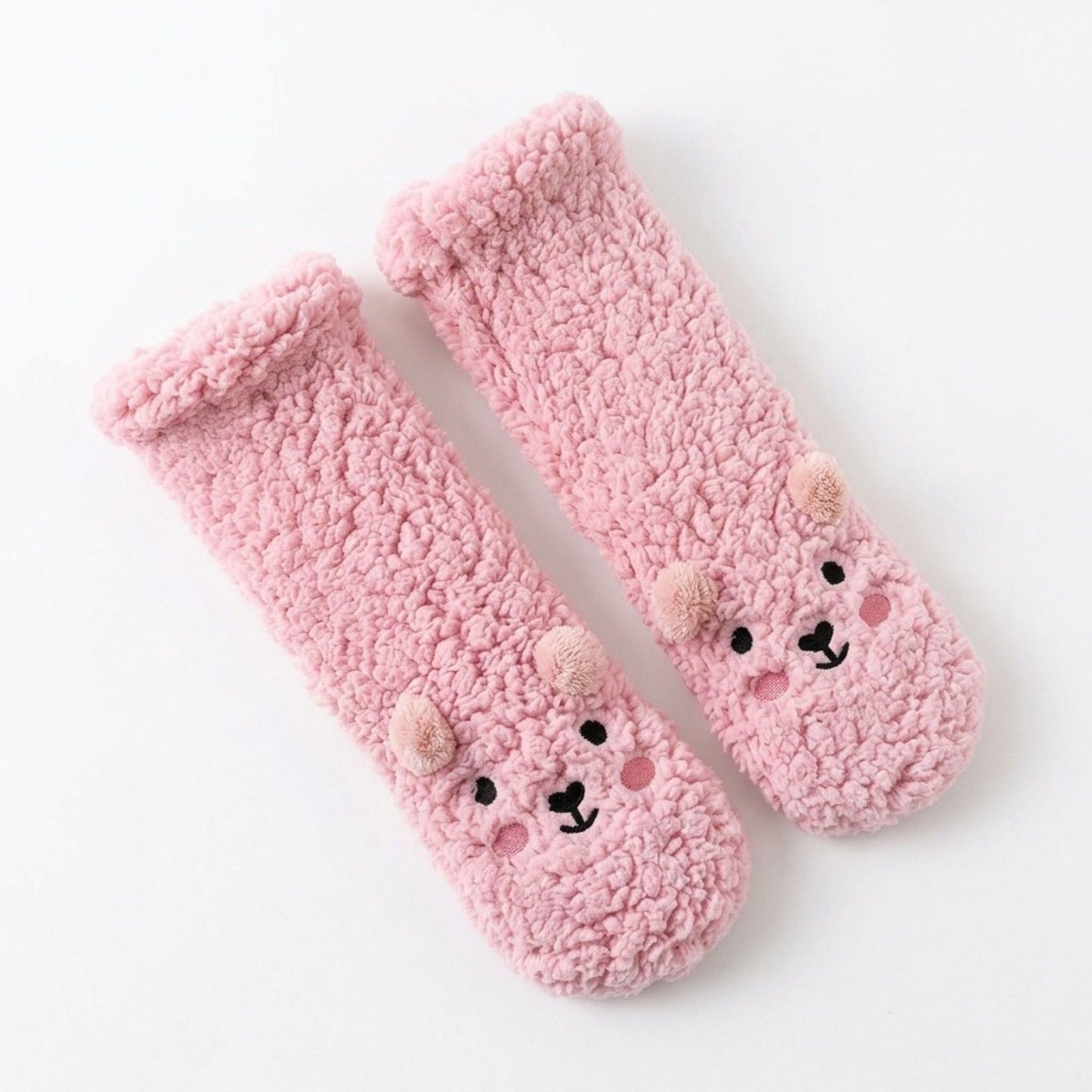 Fuzzy Bear Crew Socks 2 Pair US 5-10.5