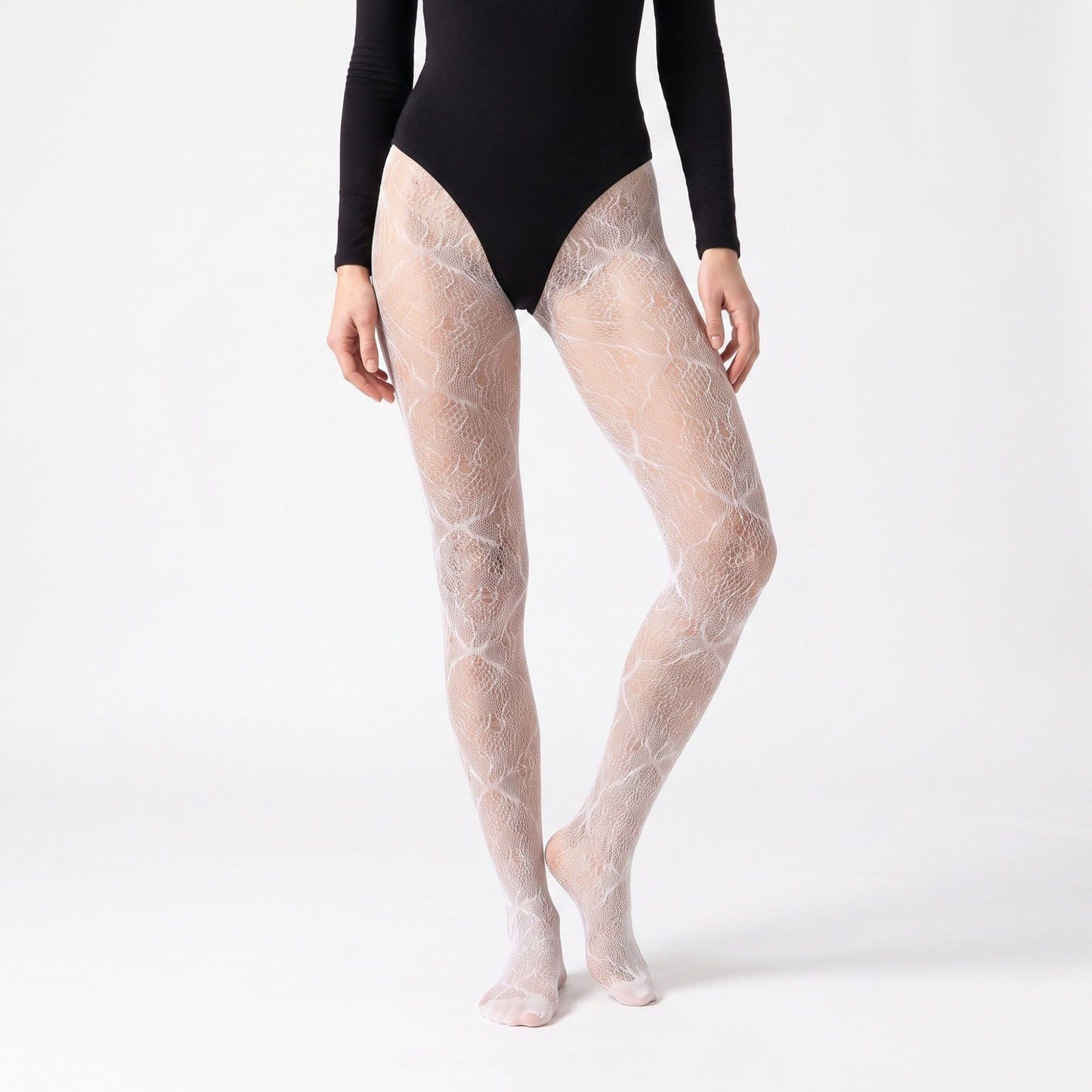 2-Piece Floral Lace Fishnet Tights
