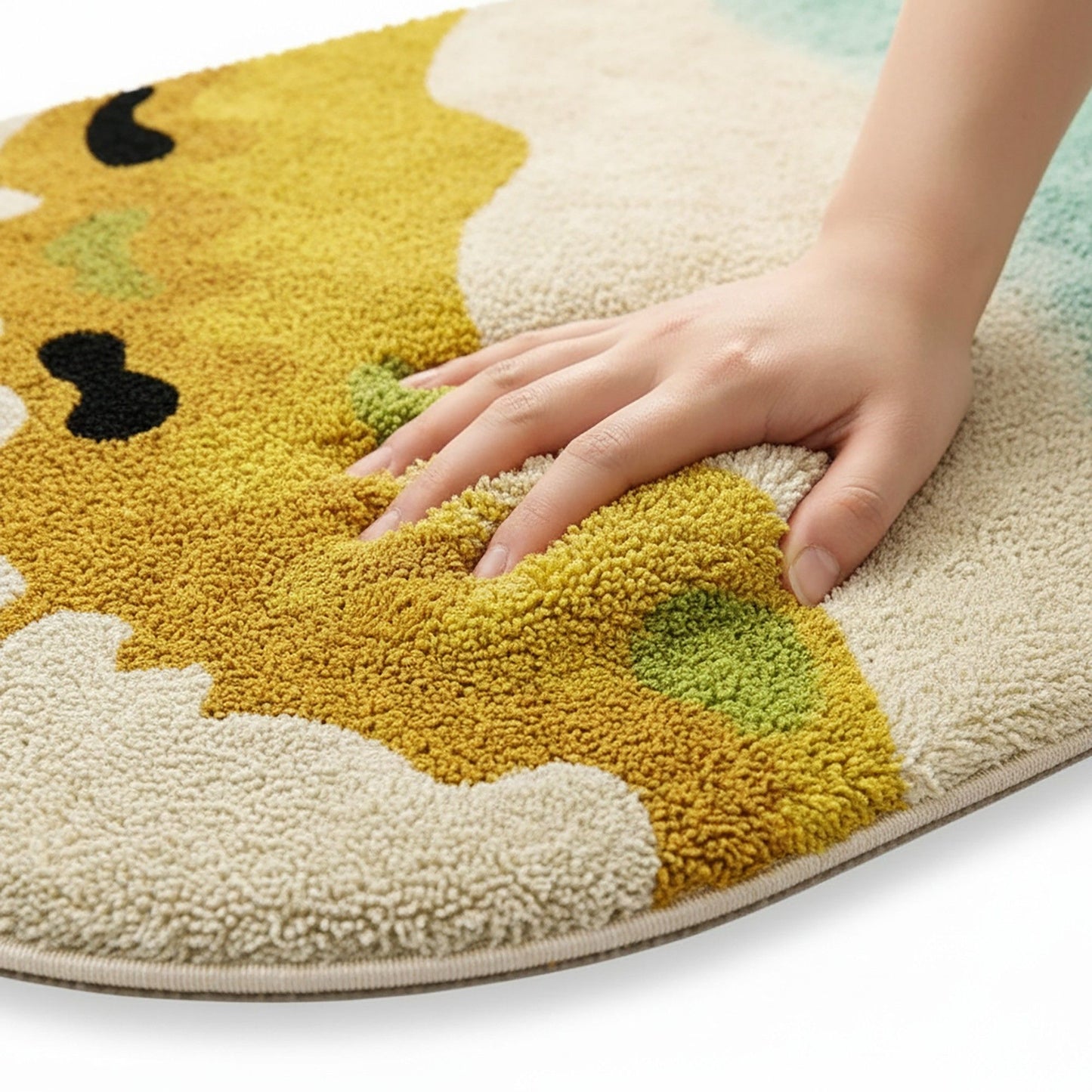 Abstract Tufted Floor Mat Soft Plush Irregular Shape Non Slip Backing Decorative Indoor Rug Modern Pattern