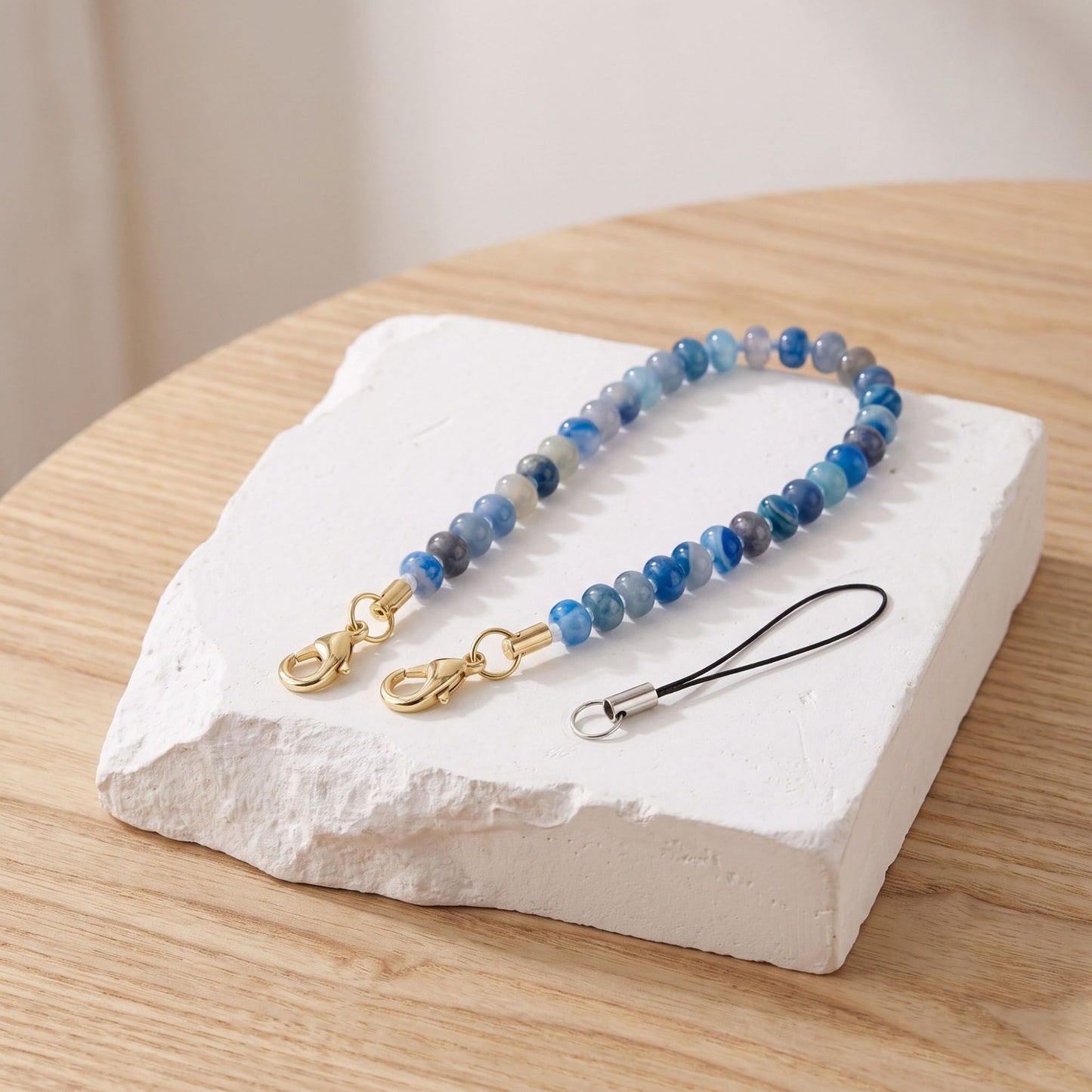 Beaded Phone Wrist Strap with Removable Clasps